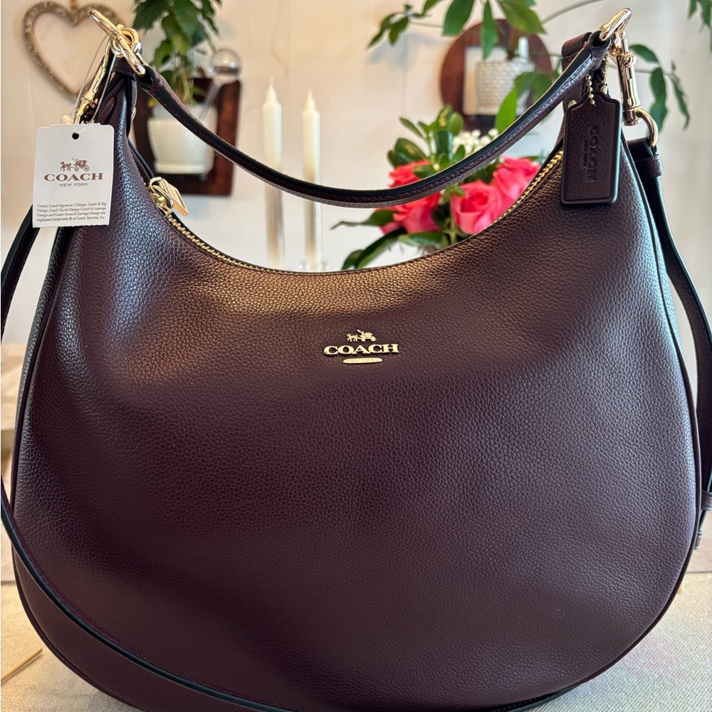 Coach Burgundy Leather Hobo Bag